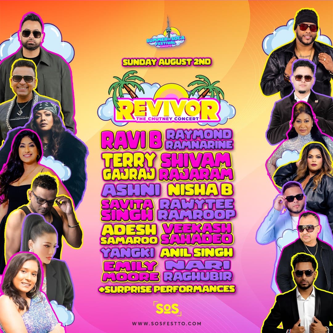 Revivor The Chutney Concert flyer at Summer of Soca Festival Toronto, featuring Anil Singh