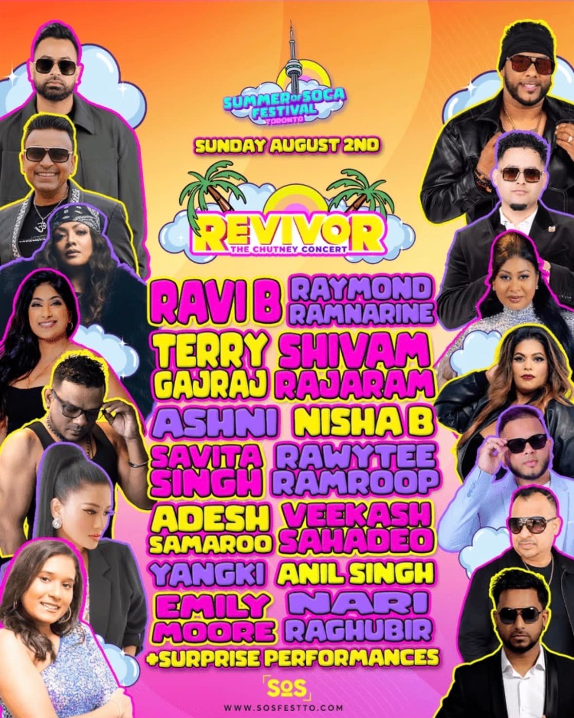 Revivor The Chutney Concert flyer at Summer of Soca Festival Toronto, Markham Fairgrounds, featuring Anil Singh